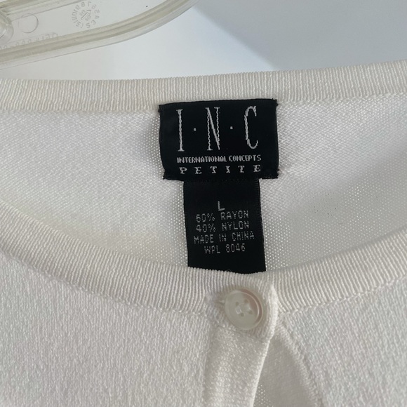 1 white petite L INC brand sweater and 1 yellow petite M Liz Baker Sweater - Picture 3 of 9